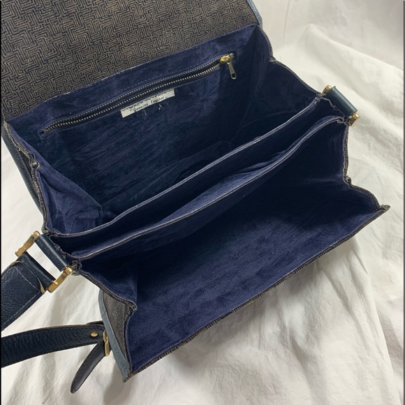 Genuine vintage LANVIN suede and leather  blue grey flap shoulder bag purse - Picture 10 of 15